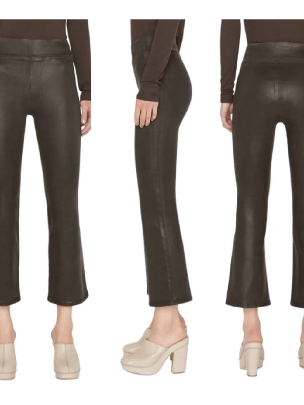 Frame Coated Denim Stretch High Rise Mini Bootcut Pants (Espresso) Size 0
